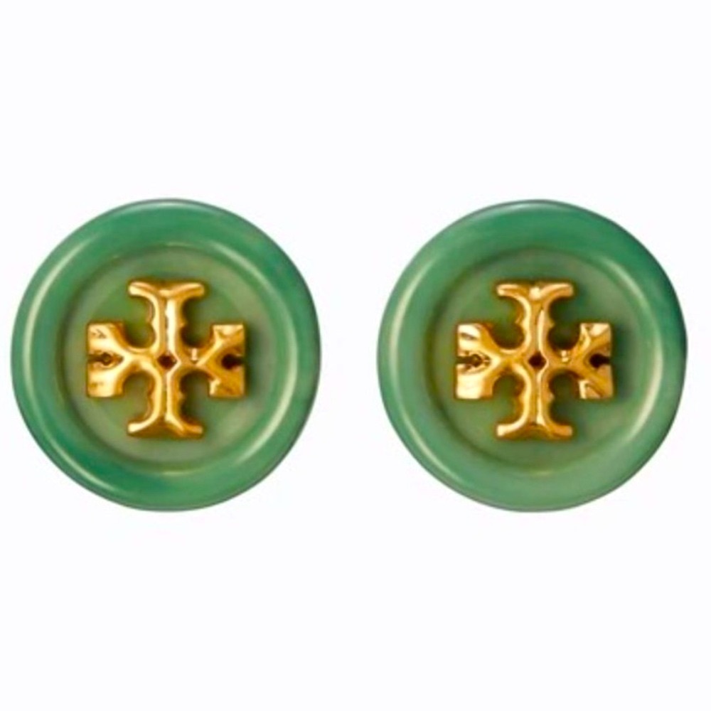 Final sale tory  Burch green large logo stud earrings